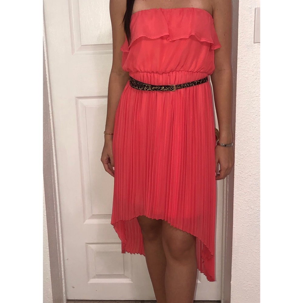 Coral colored High/ Low Loose Dress